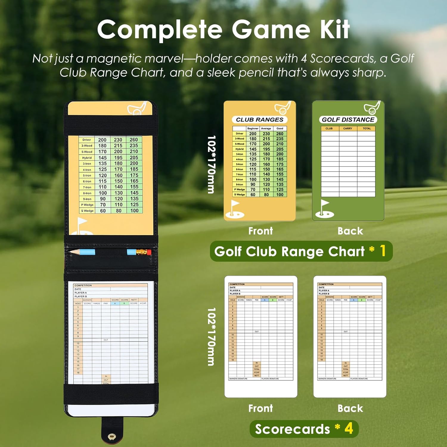 Gold Scorecard Holder Golf Club Bag Accessories Beige