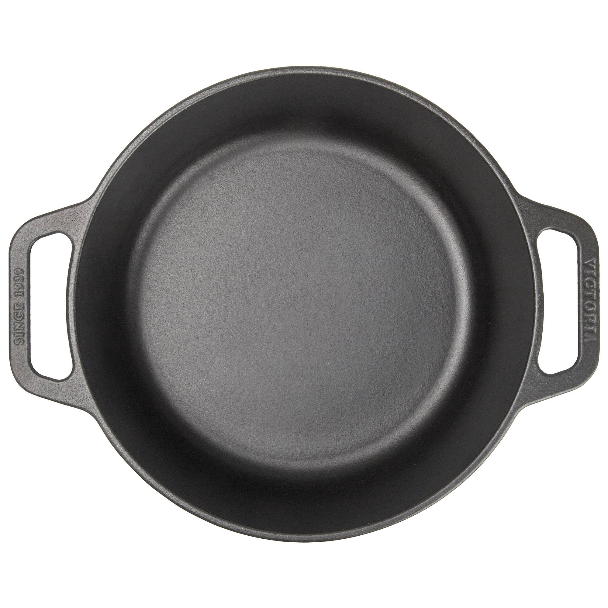 Victoria Horno Holandés Inducción Hierro Fundido Esmaltado 25cm, Cocotte 3,8L, sin PTFE ni PFOA, Apto para Fuego, Barbacoa, Horno, Vitrocerámica, Gas