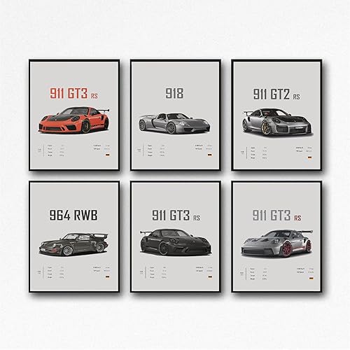 Miniatura 1 de Dujoi 911 GT3RS Carteles Racing Wall Art Vintage Posters para hombres Impresiones de arte 911 Papel recubierto de cartulina