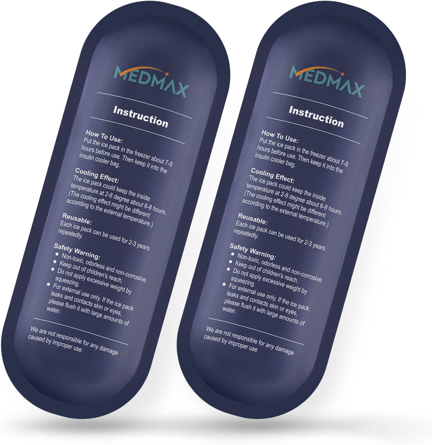 Ice Packs for Insulin Travel Case, Reusable Insulin Cooler Ice Packs for Insulated Travel Medical Diabetic Supplies Storage Organizer Bag (2 Packs)