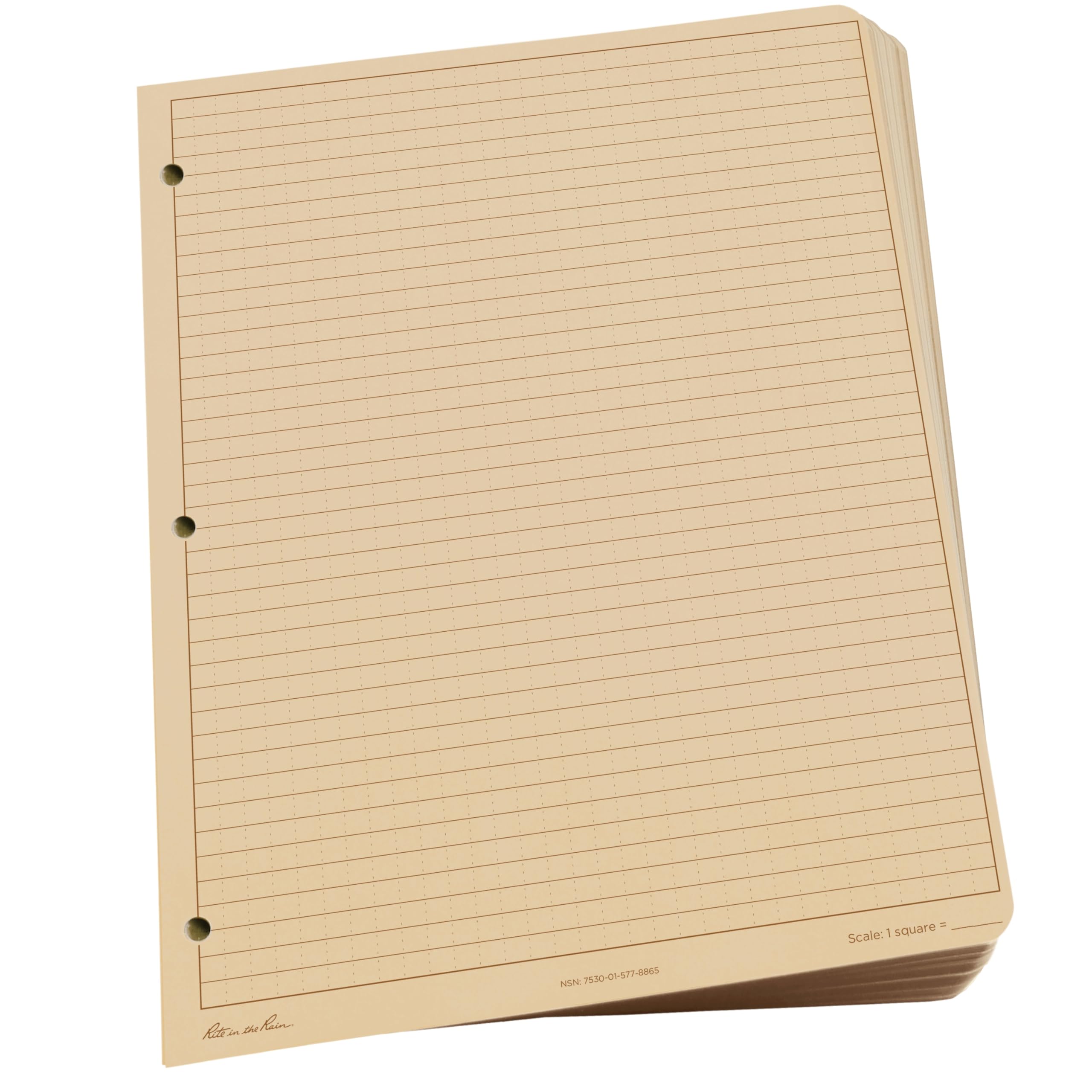 Weatherproof Loose Leaf Paper, 8.5" x 11", 32# Tan, Universal Pattern, 100 Sheet Pack (No. 982T-MX)