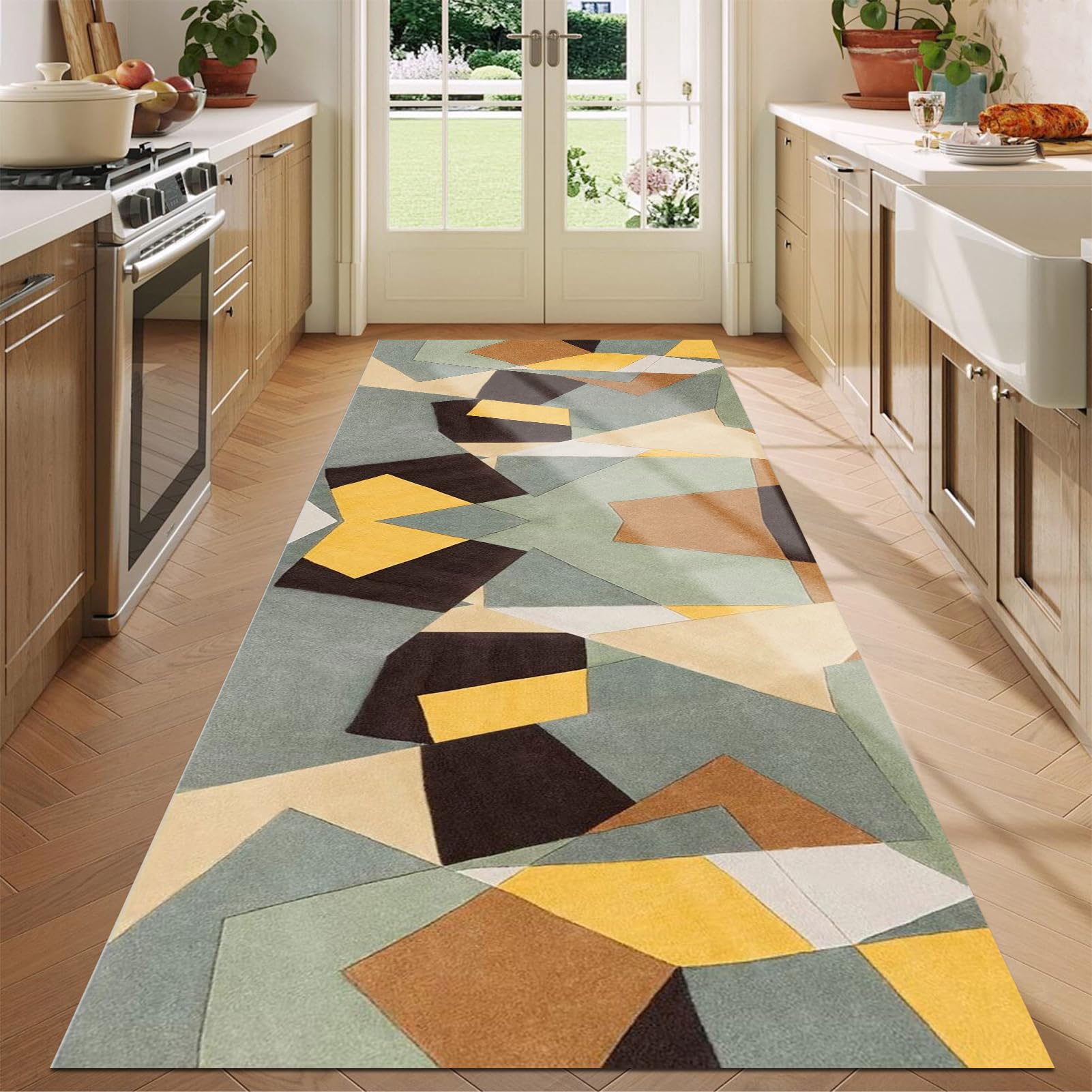Alfombra corredor cocina de 100 x 220 cm transitable y alfombra de pasillo lavable de pelo corto
