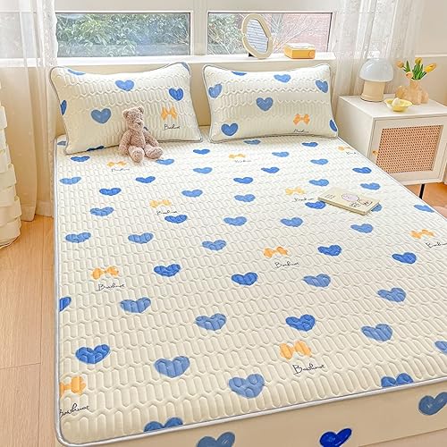 Funda de colchón lavable, protector de colchón de seda de hielo de látex de verano, impresión de habitación de los niños, sábanas bajeras