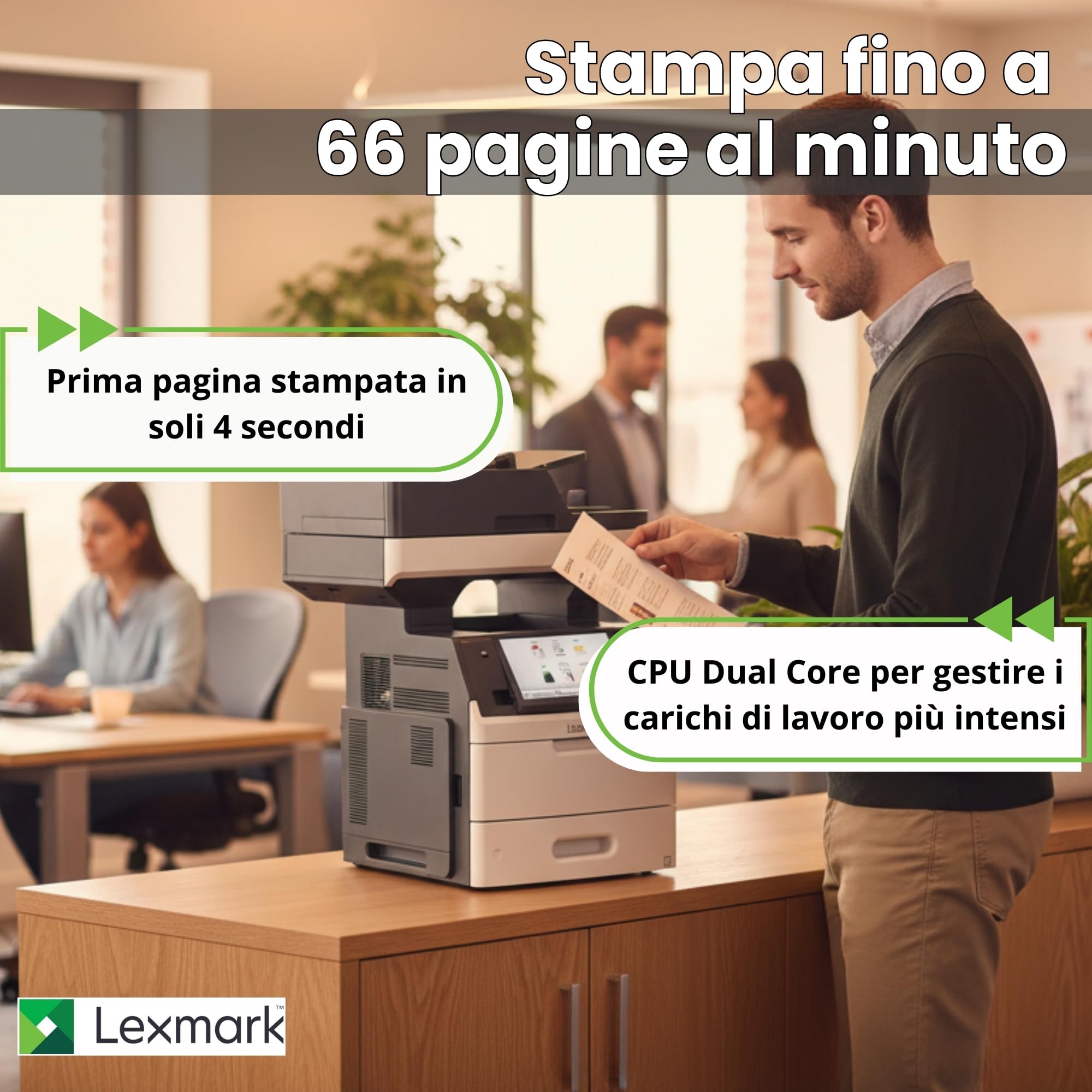 Generico MULTIFUNZIONE MX711de Stampante Multifunzione Professionale Laser monocromatico A4 B/N, 70 ppm, Duplex, Fax, Ethernet, Touchscreen 10 Garanzia 24 Mesi (Ricondizionato)