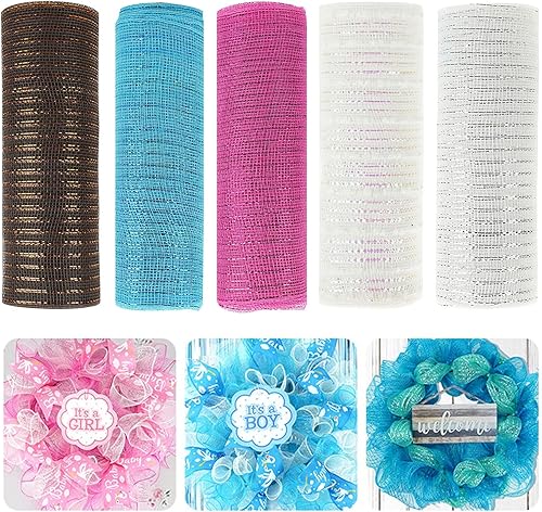 Miniatura 6 de Cinta con alambre, cinta de malla metálica con purpurina, cinta transparente, cinta de Navidad para manualidades, coronas, lazo para decoración de