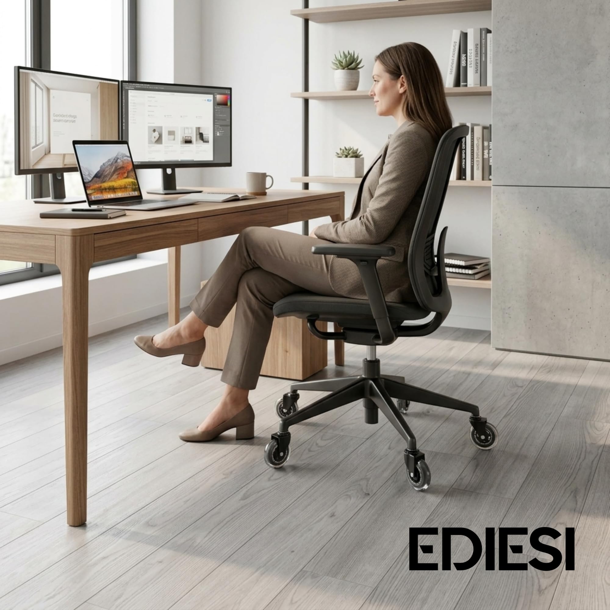 Ediesi, Ruedas Silla Oficina Silicona (Juego de 5) – Ruedas Giratorias Silenciosas y Suaves – Recambio Universal 11x22mm – No Rayan Suelo, Alta Resistencia Acero (11x22 mm) — view 7