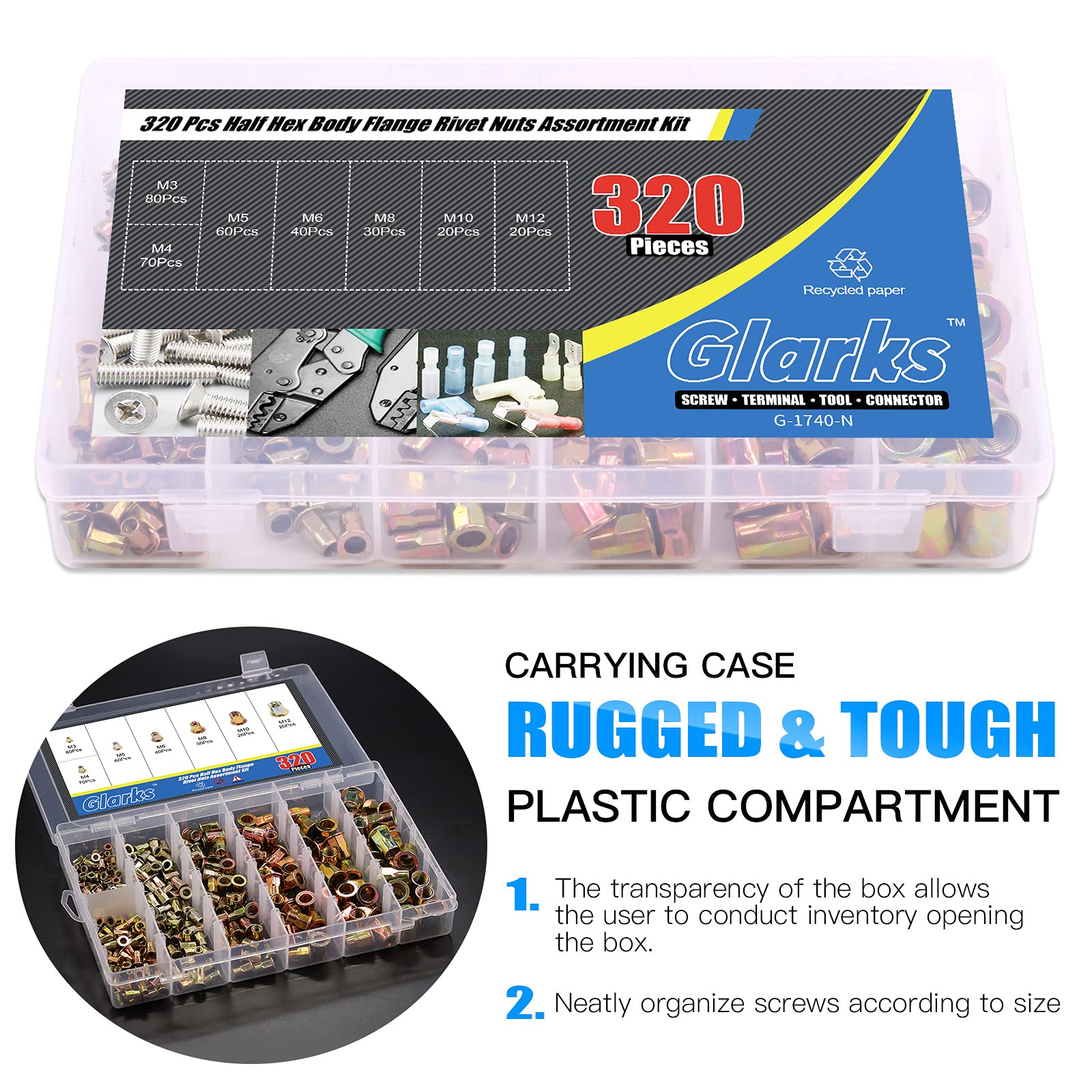 Glarks 45pcs M4 / M5 / M6 20 SeriesT écrous roule dans le kit de Glarks 45pcs M4 / M5 / M6 20 SeriesT écrous roule dans le kit de