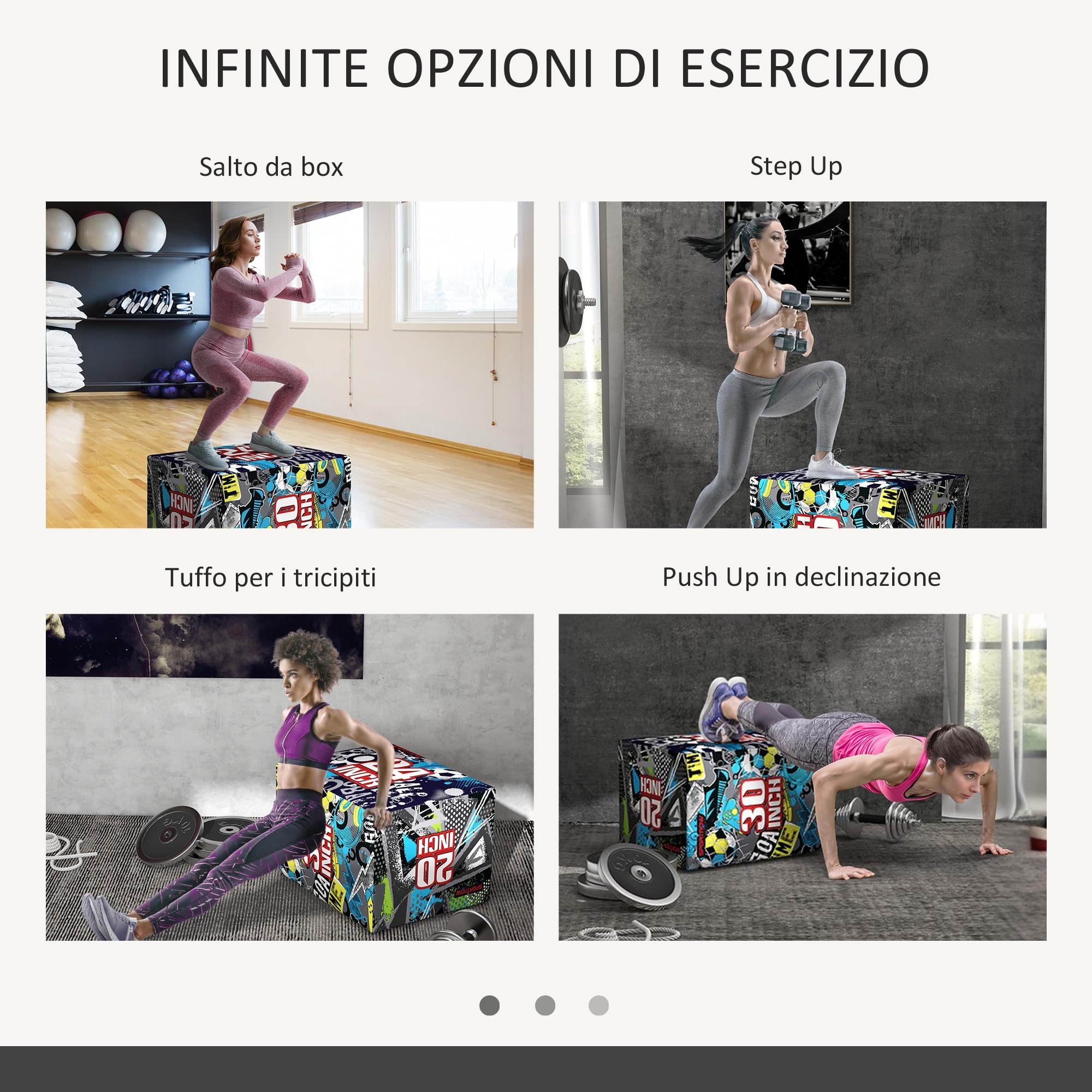 SPORTNOW 3 in 1 Plyo Box, Piattaforma Pliometrica per Allenamento Salti