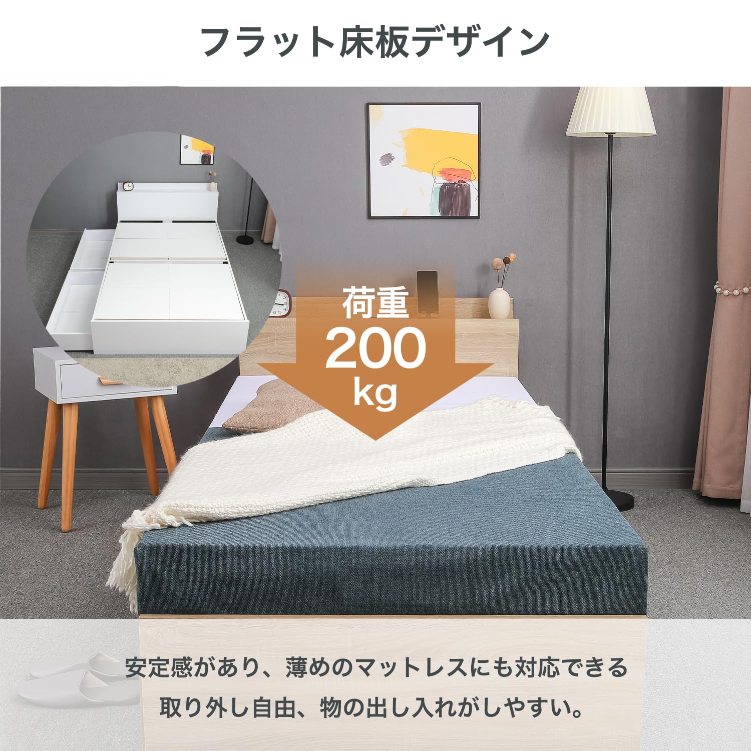 Amazon｜エンボムモベル ベッド セミダブル2杯収納引き出し付きベッド 