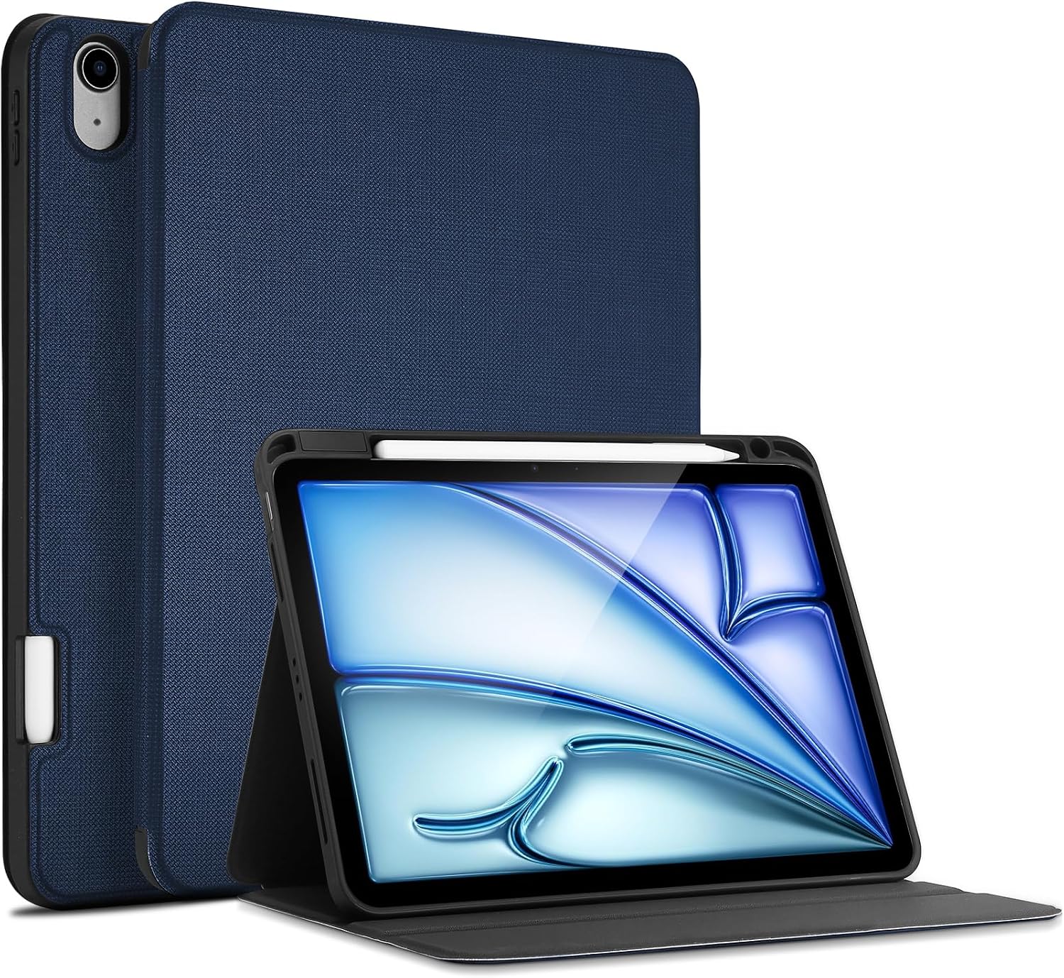 ProCase Slim Case for iPad Air 11-inch M4/M3 2026/2025 & M2 2024/10.9” 5/4th 2022/2020, Smart FolioStand Protective Cover with Pencil Holder for Air 7th/6th/5th/4th Gen -Navy