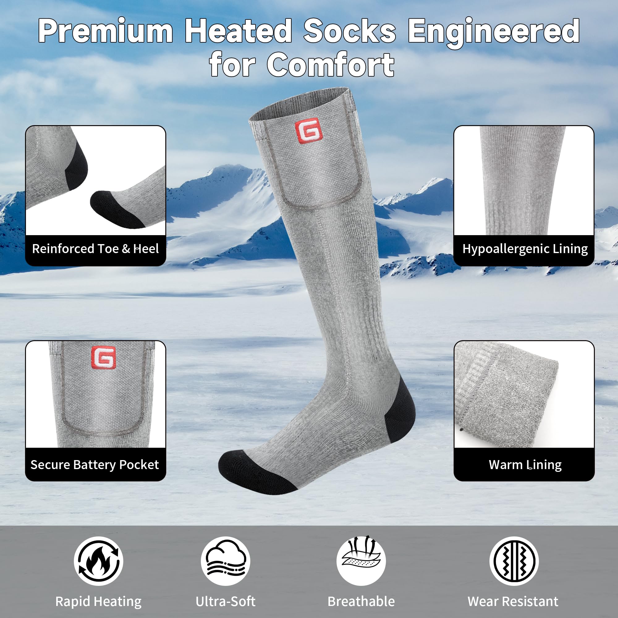 Calcetines eléctricos calefactables a batería, para hombre, mujer, invierno, caza, esquí, senderismo, calentador de pies, calcetines cálidos de algodón para regalo