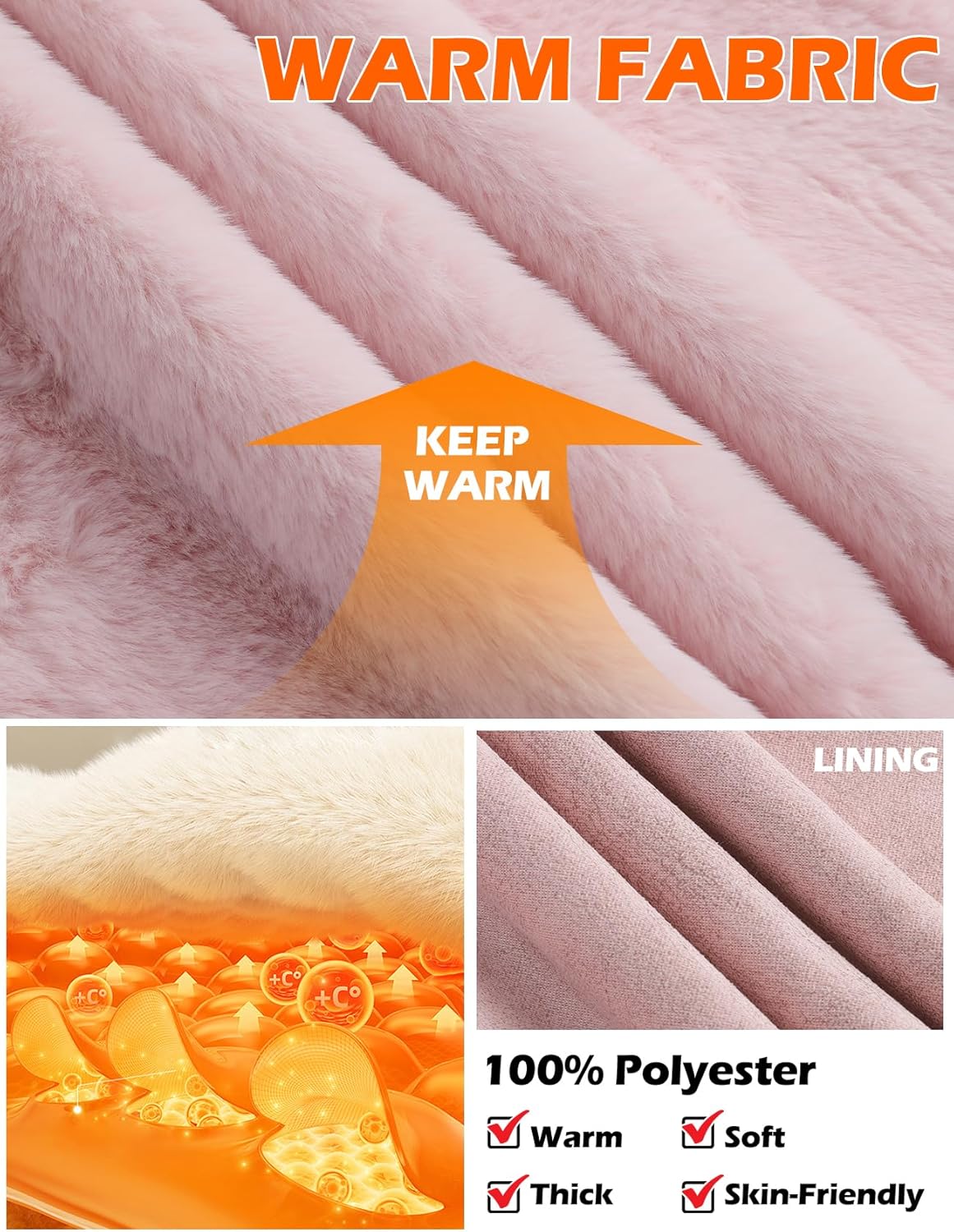 Girls Faux Fur Coat Long Sleeve Winter Fleece Fluffy Jacket Stand Collar Casual Trendy Warm Outerwear with Pockets - Image 5