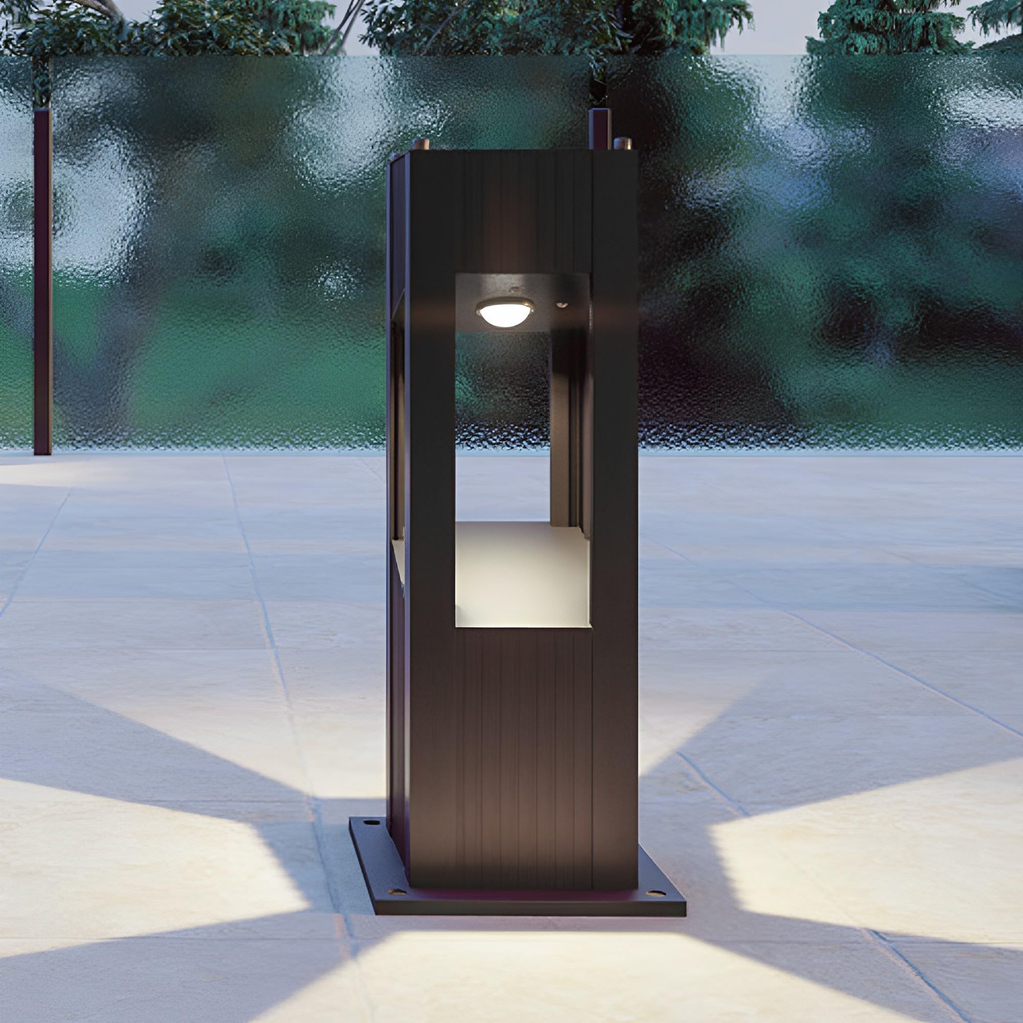 HELCEKOU Landscape Path Light Outdoor Waterproof Pathway Modern Square Aluminum Housing Bollard Lights External Lighting with Warm 3000K for Garden Driveway Courtyard Decoration