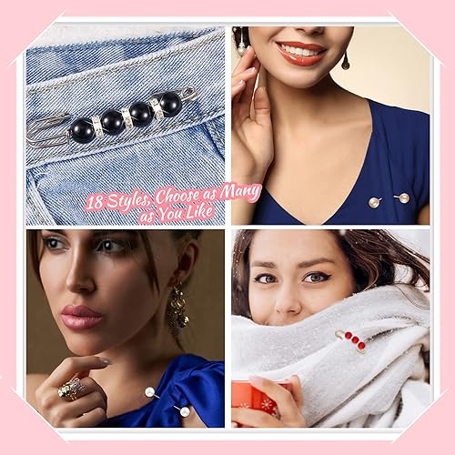 Miniatura 6 de 35 piezas de broche para mujer, suéter, chal, cárdigan, collar, sombrero, clip, escote, retro, perla, cristal, vestido de camisa, clip de camisa