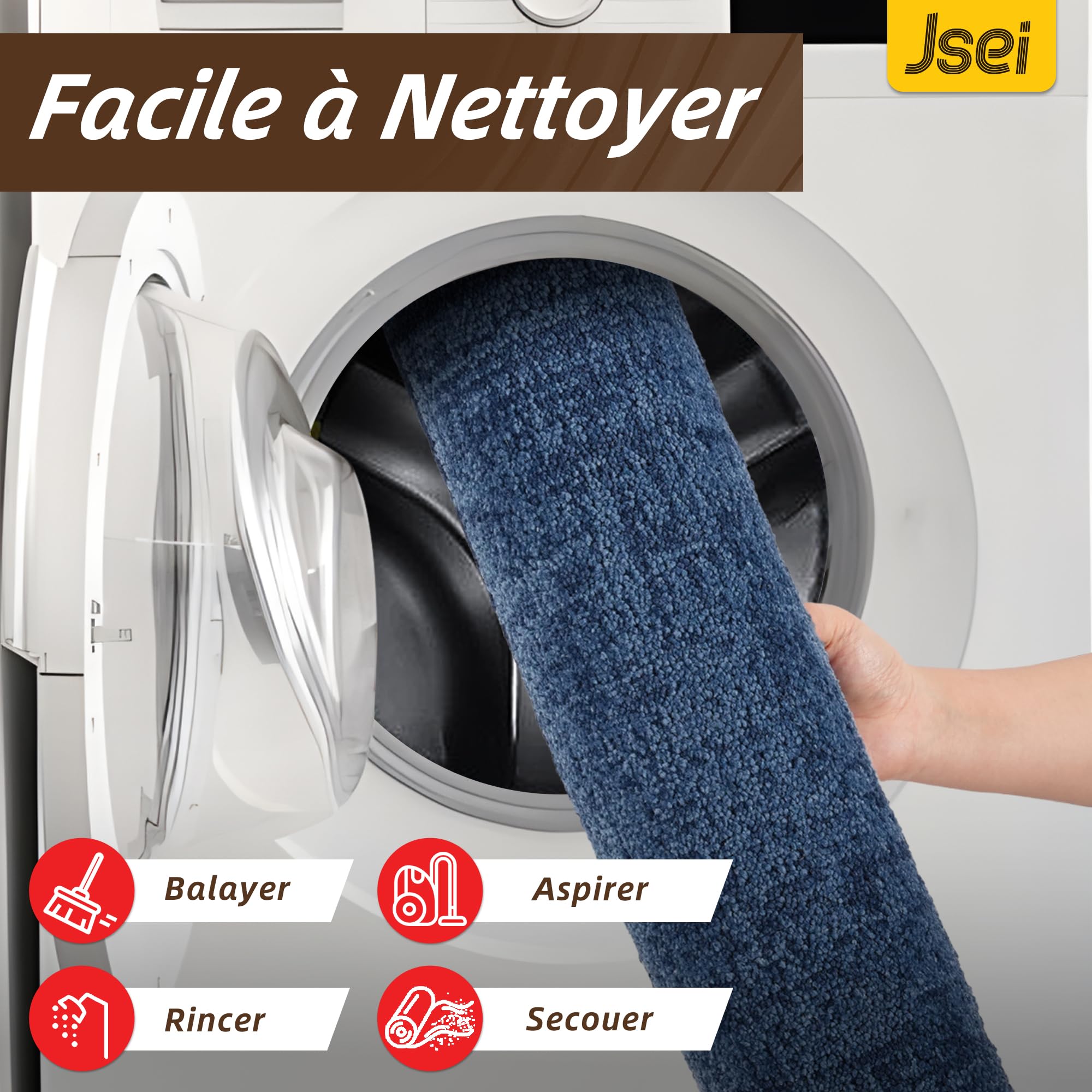 JSEI Tapis Attrape-Salissures Intérieur 80 x 120 cm, Lavable & Antidérapant – Absorbant, Paillasson pour Entrée Couloir & Animaux, Bleu