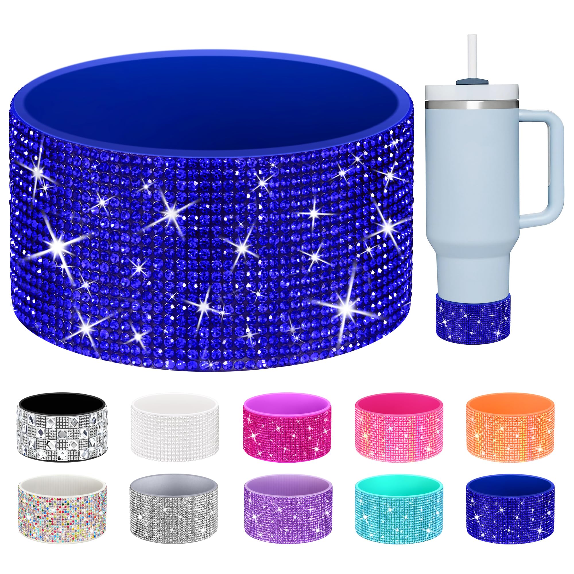 Shining Diamond Silicone Boot for Stanley Cup 40/30/20oz, Made for HydroJug Traveler 40/32oz & Simple Modern 40/30oz, for Owala Tumbler 40oz, Bottom Protector for Stanley Cup Accessories, Royal Blue