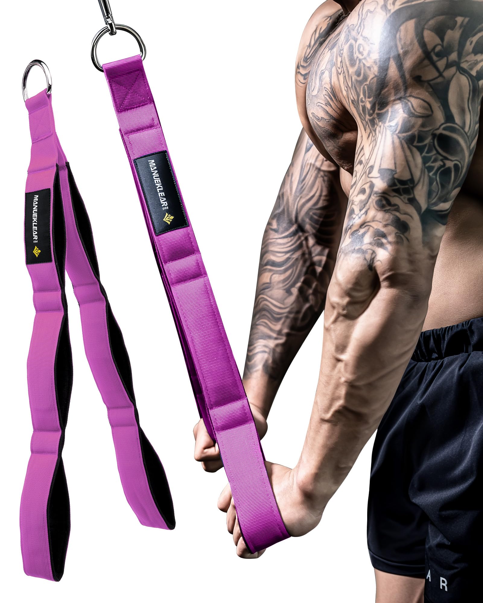 MANUEKLEAR Tricep Rope Cable Attachment Handles, Greater Range of Motion, Tricep Pull Down Rope for Push Downs, Crunches, Facepulls for Professional Gym