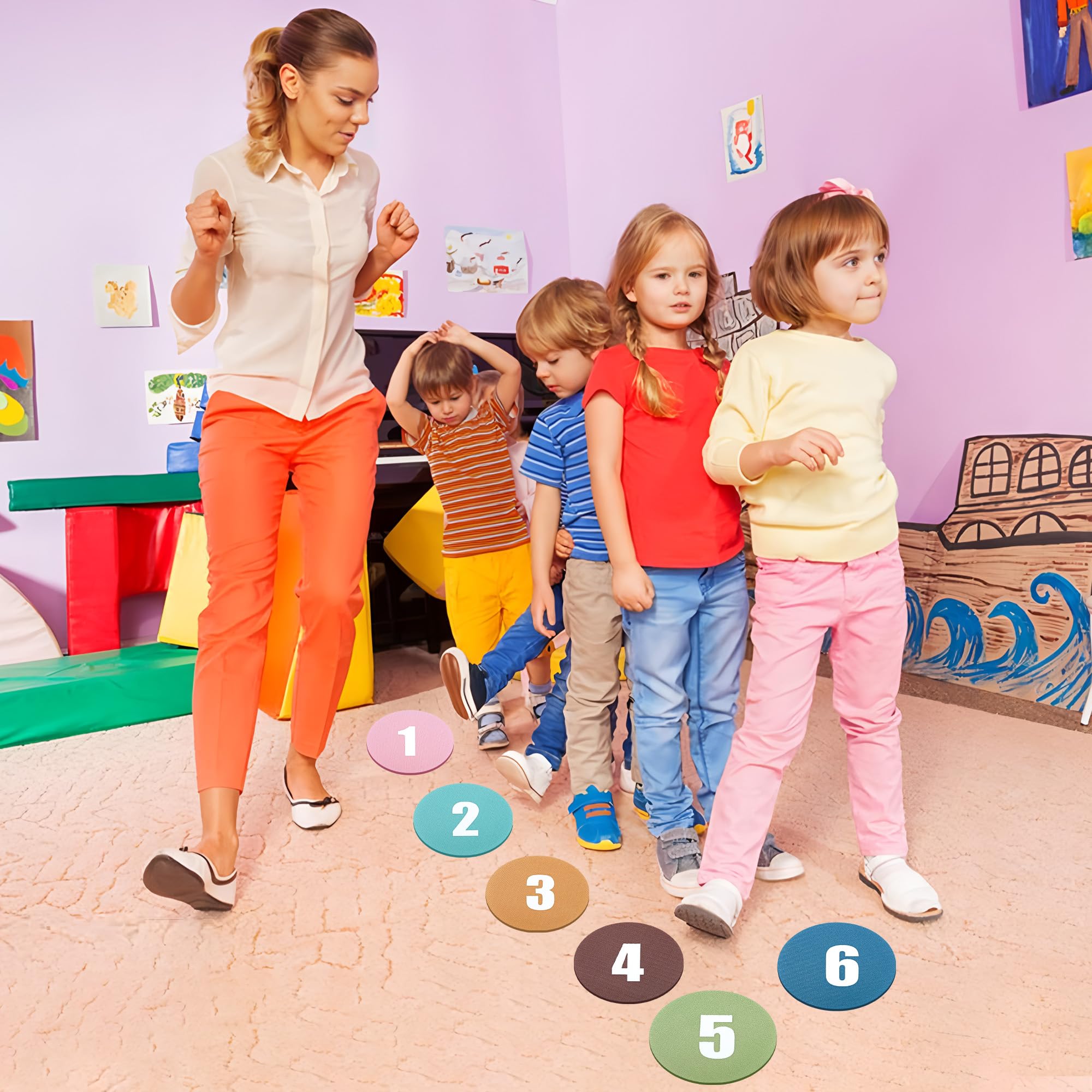 48 Pcs Boho Carpet Spot Markers with Numbers 1-36 Floor Dots for Classroom 4 Inch Sitting Spots Circle Markers Carpet Dots for Teacher Classroom Preschool Elementary Kindergarten Supplies - Image 5