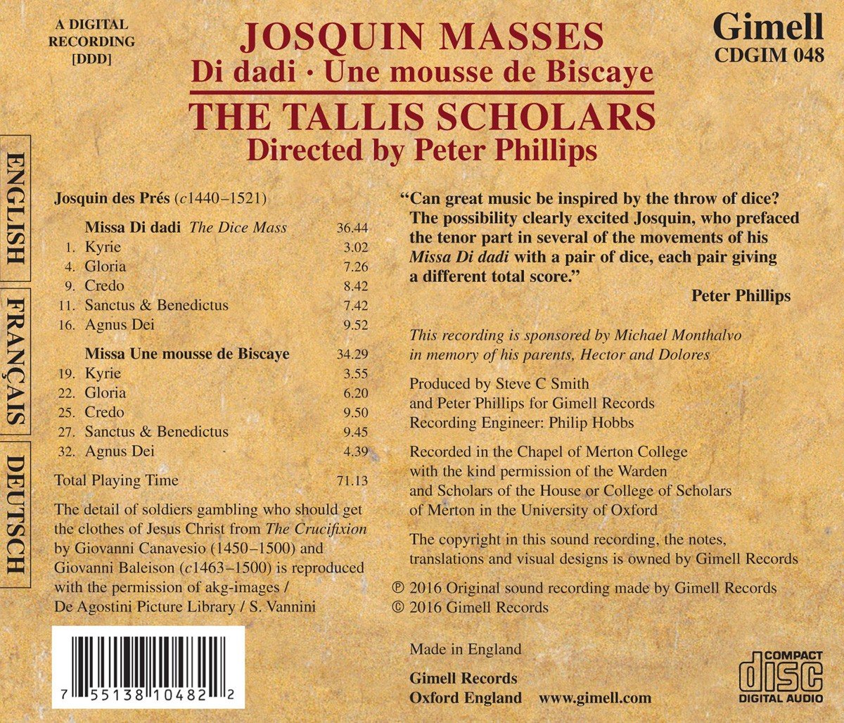 Josquin: Missa Di Dadi