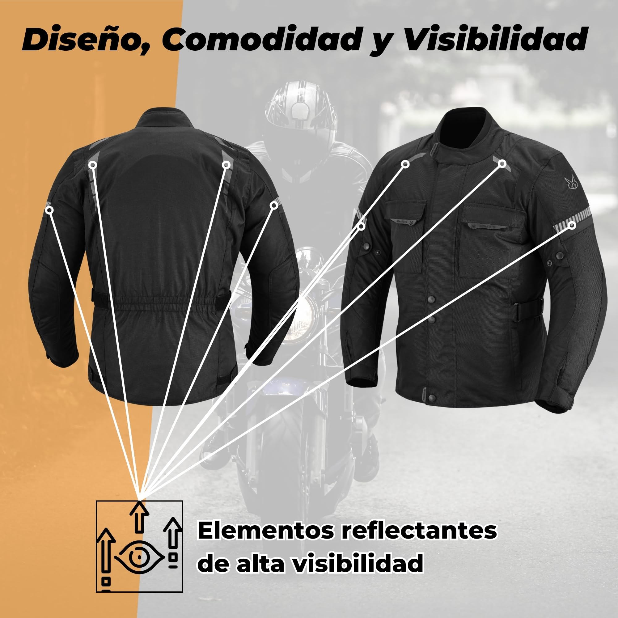 Chaqueta Moto Mujer 4 Estaciones Impermeable con Protecciones CE incluídas y Forro Extraíble