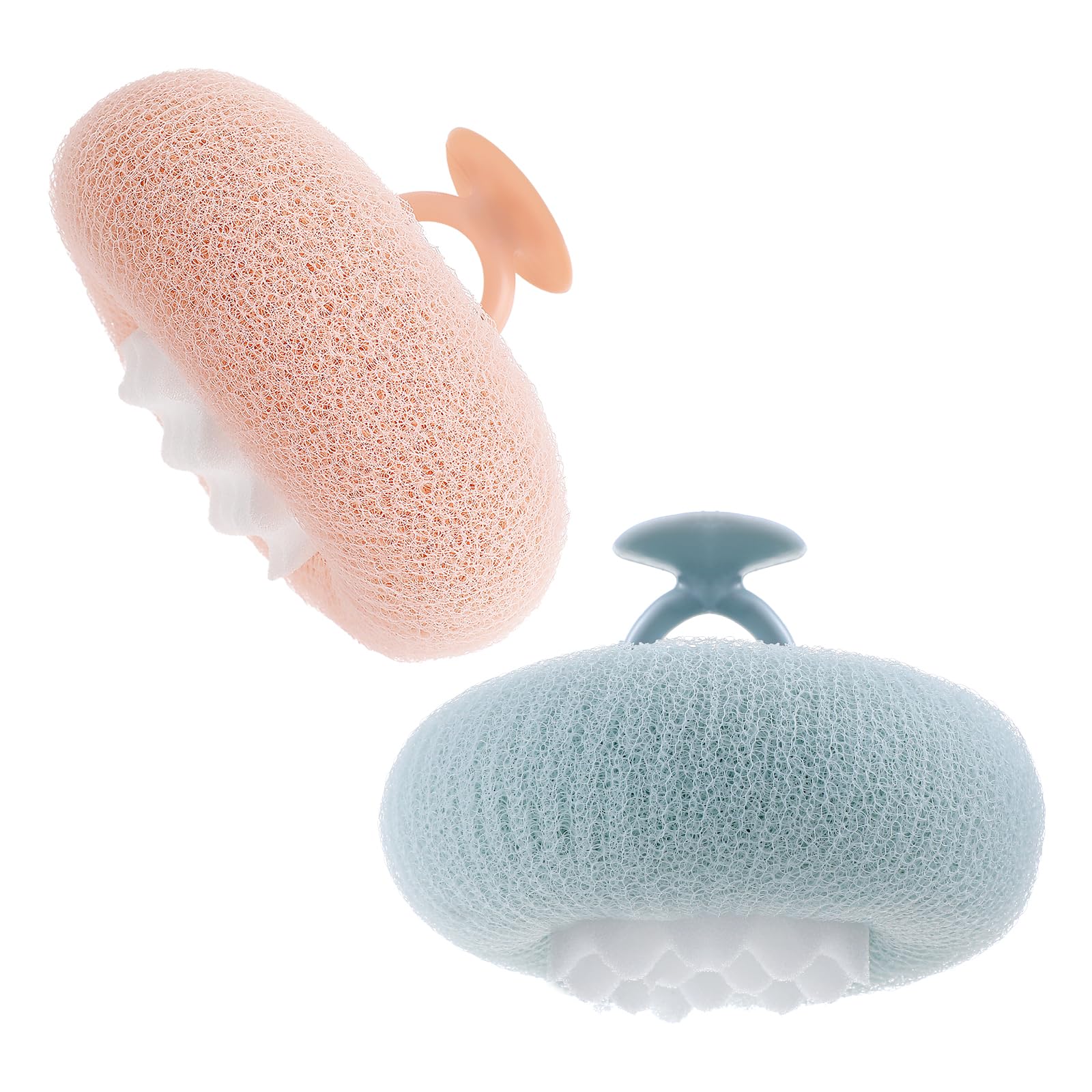 Ptwola 2 Pcs Soft Sunflower Suction Cup Bath Exfoliating Sponge Ball Bath Body Brush Mesh Bath Sponge Cleaning Scrubber Bath Sponge Brush with