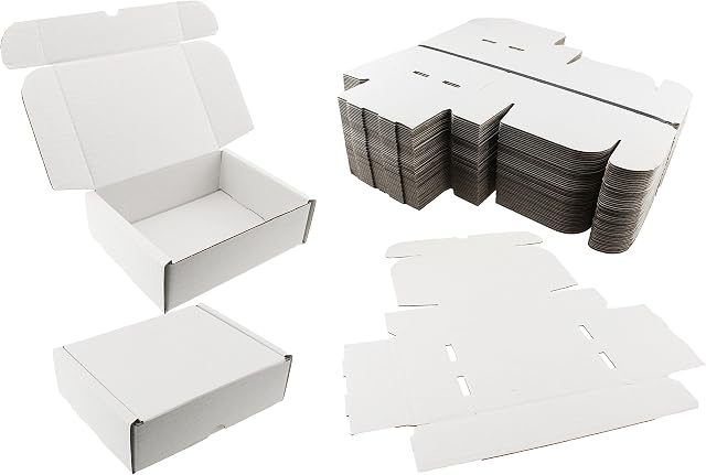 100 x WHITE SHIPPING BOXES POSTAL MAILING GIFT WEDDING PACKET SMALL PARCEL CARDBOARD SIZE: 20cm x 15cm x 6cm 8" x 6" x 2.25" FAST DELIVERY