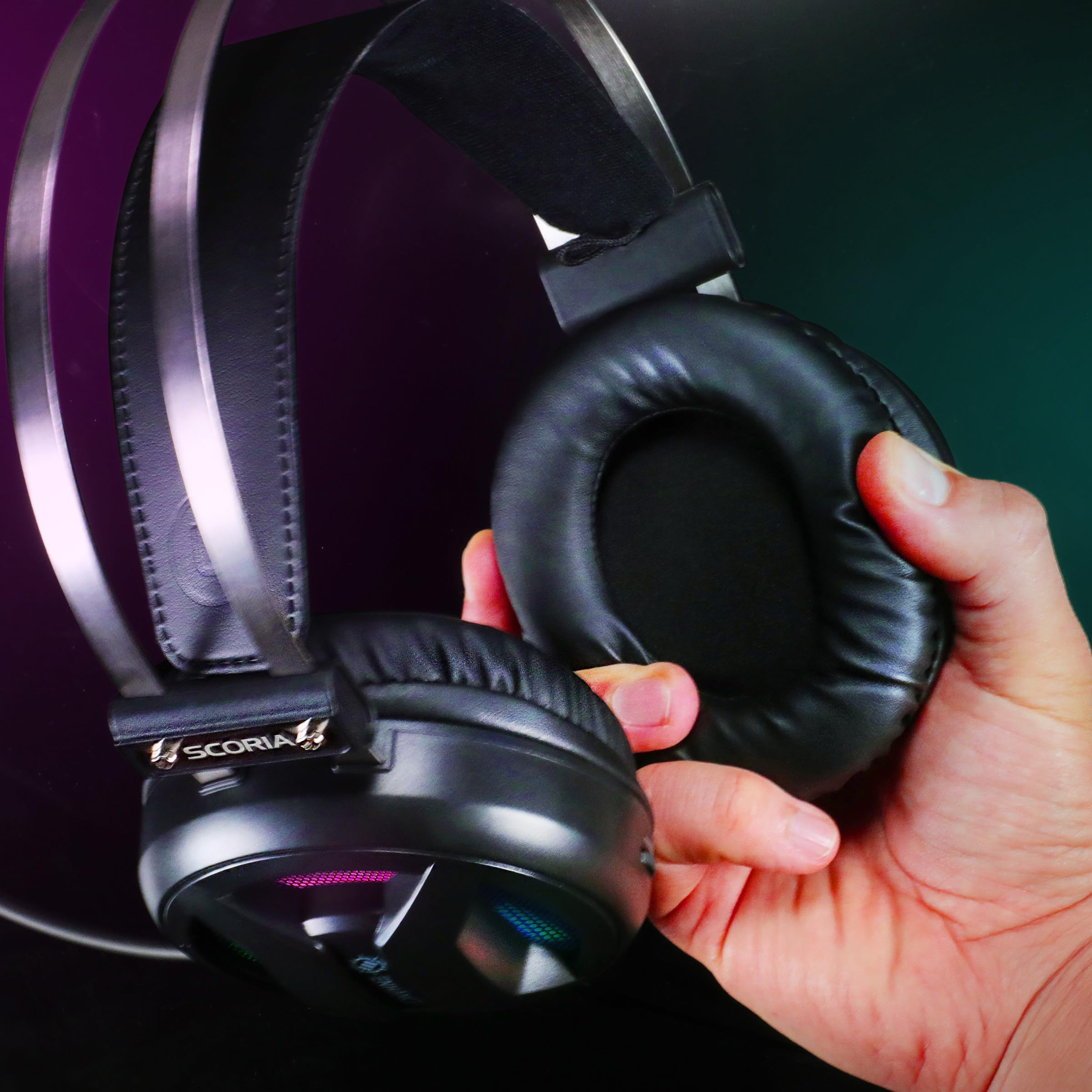 ENHANCE Gaming Scoria 2 Casque Filaire - Casque Gaming avec Son Surround 7.1, Coussinets en Mousse à Mémoire de Forme, Commandes Rapides - Micro Compatible avec PlayStation, PC