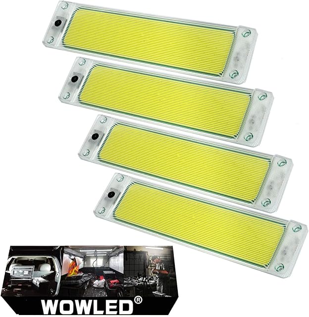 WOWLED 12V 105 COB LED Interior Lights 4Pack, 12W LED RV Ceiling Roof Light Bar Lamp with On/Off Switch, LED Interior Lighting for Car Camper Van Bus Caravan Boat Dome Light Motorhome Kitchen Lights