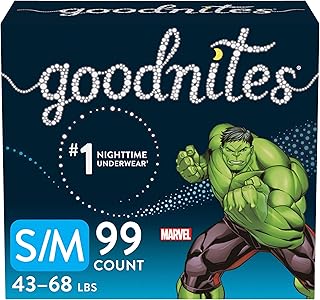 GoodNites Huggies Goodnites Boys Bedwetting Night Time Underwear, Goodnites, S/M (43-68 lb.), 99 Ct