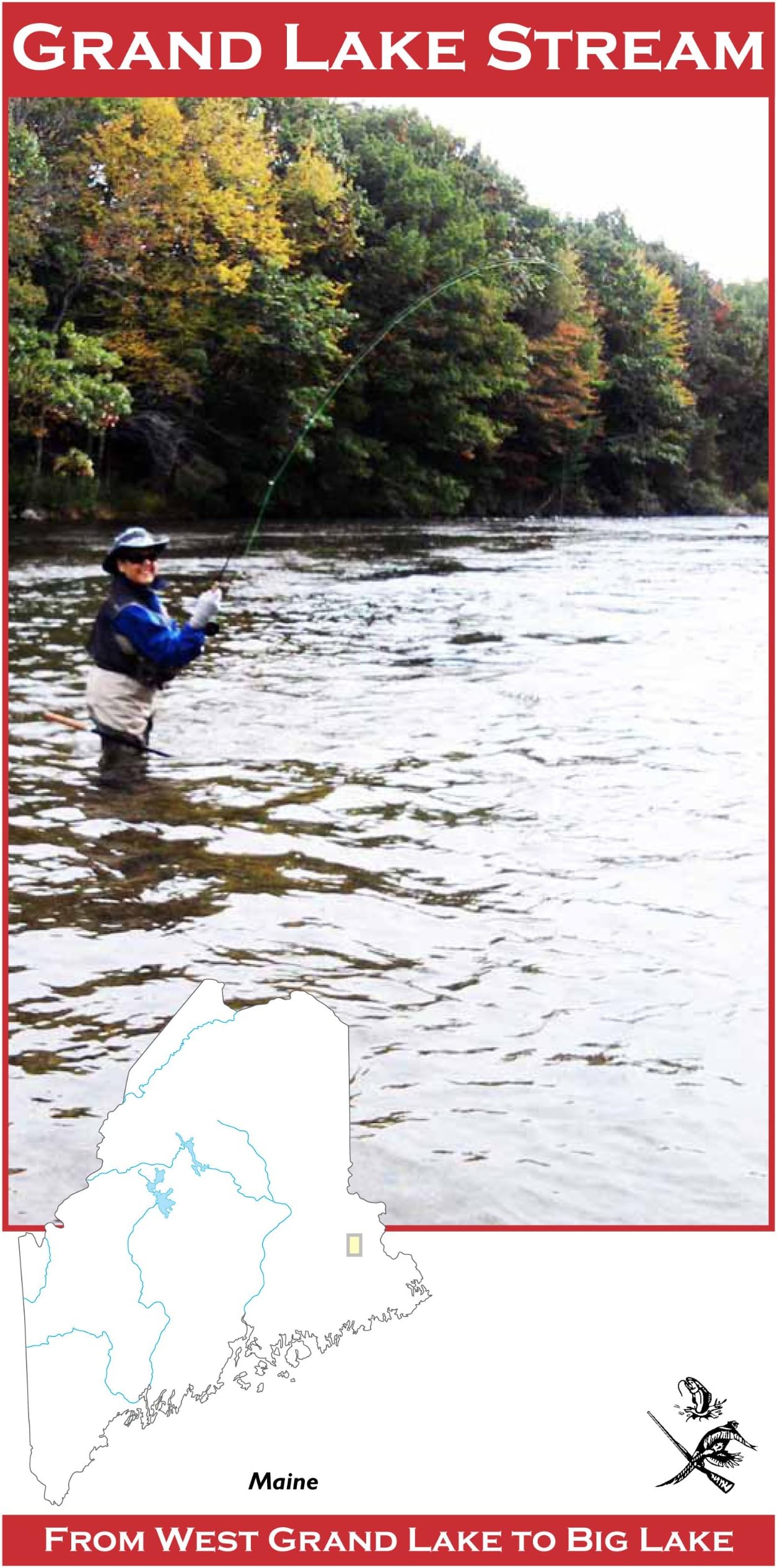 Grand Lake Stream 11x17 Fly Fishing Map