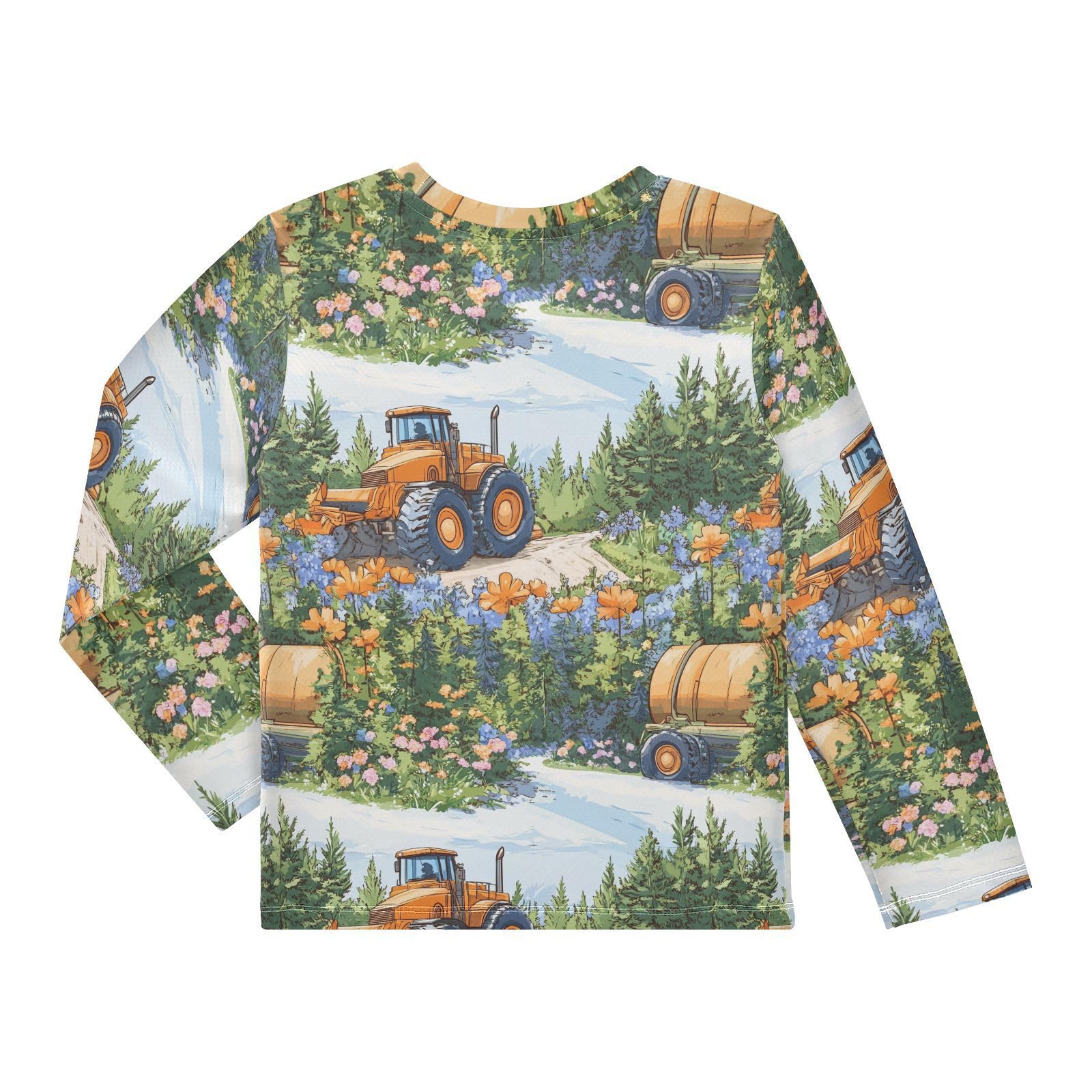 Boys Rash Guard Long Sleeve Quick Dry Cute Sweatshirt for Toddler Kid UPF 50+ Protection 11-12T Construction Truck Cartoon Road Roller Personalized