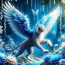 DPHERO DIY Fantasy Tiger Diamond Painting Kits Pictures for Adults Beginners, 5D Wings Diamond Painting Set, DIY Round Stones Dreamland Diamond Art Kits, Diamond Art for Home Decor 30 x 30 cm