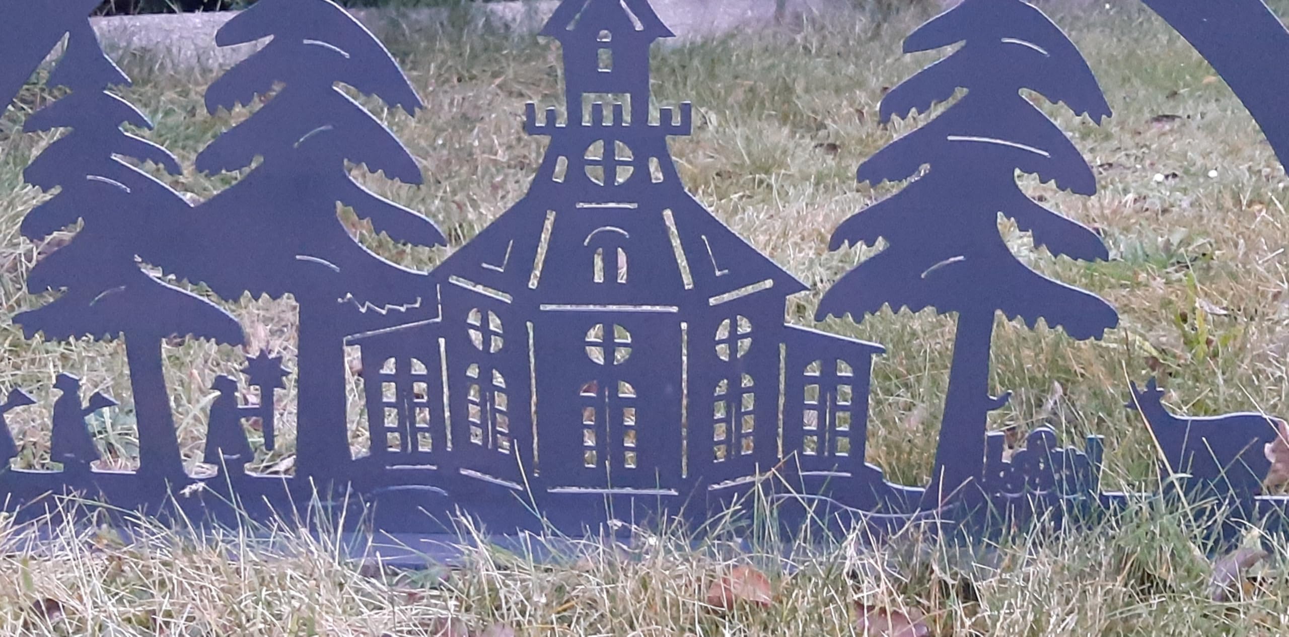 XXL Schwibbogen für Garten oder Fenster 91 cm hoch 163 cm breit mit Beleuchtung, Timer, Flackern, für Außen