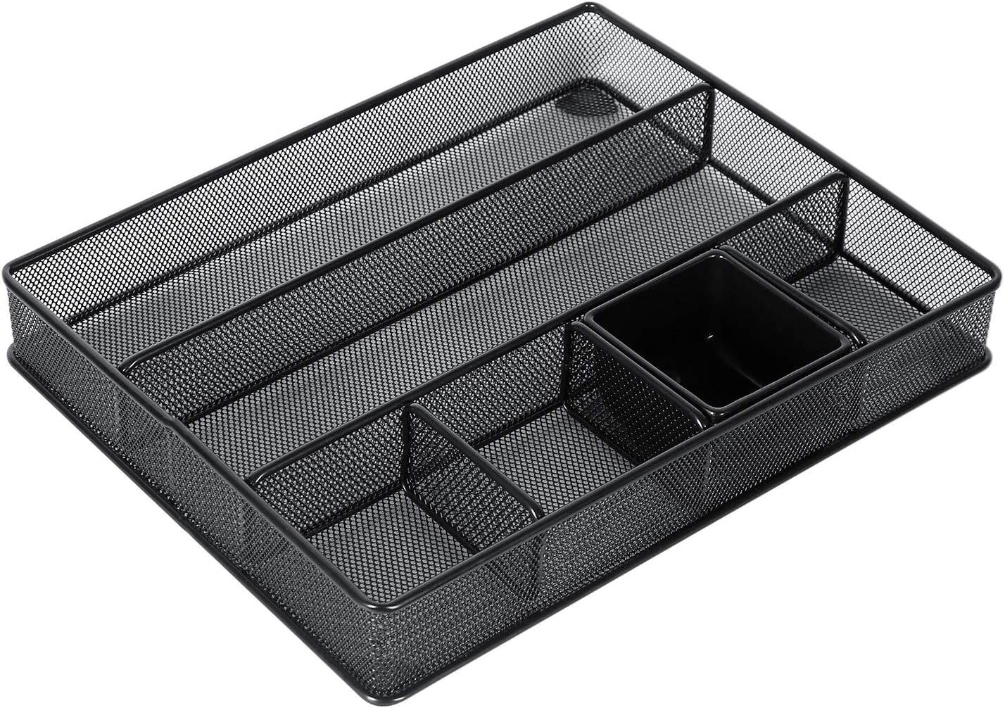 DESIGNA Desk Drawer Organiser Tray Mesh Drawers Tidy Home Office Desktop Storage Supplies Stationery Holder Black (Size: 38.1 x 30.5 x 5.8 cm)