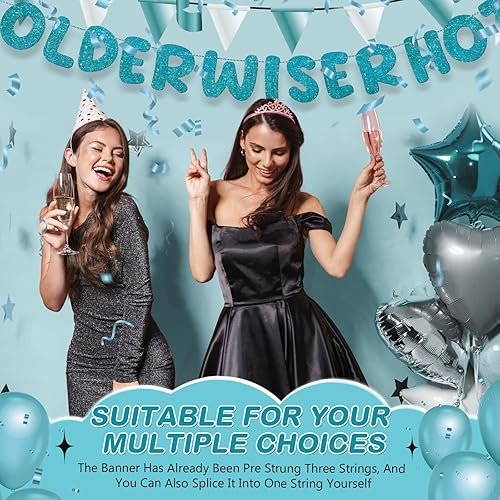 Miniatura 69 de Fulmoon Juego de 3 carteles de cumpleaños con purpurina para mujeres de 30, 40, 50, 60, 70, 80, cumpleaños, regalo (dorado)