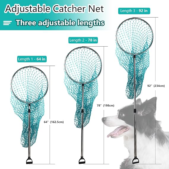 Dog Catch Net Animal Control Catching Net, Length Adjustable, Stainless Steel