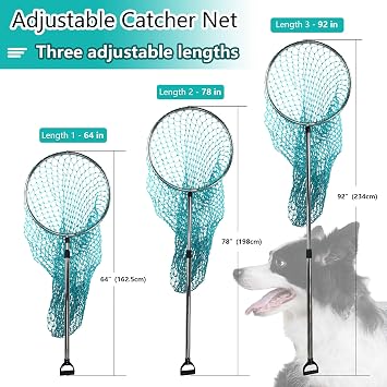 Dog Catch Net Animal Control Catching Net, Length Adjustable, Stainless Steel