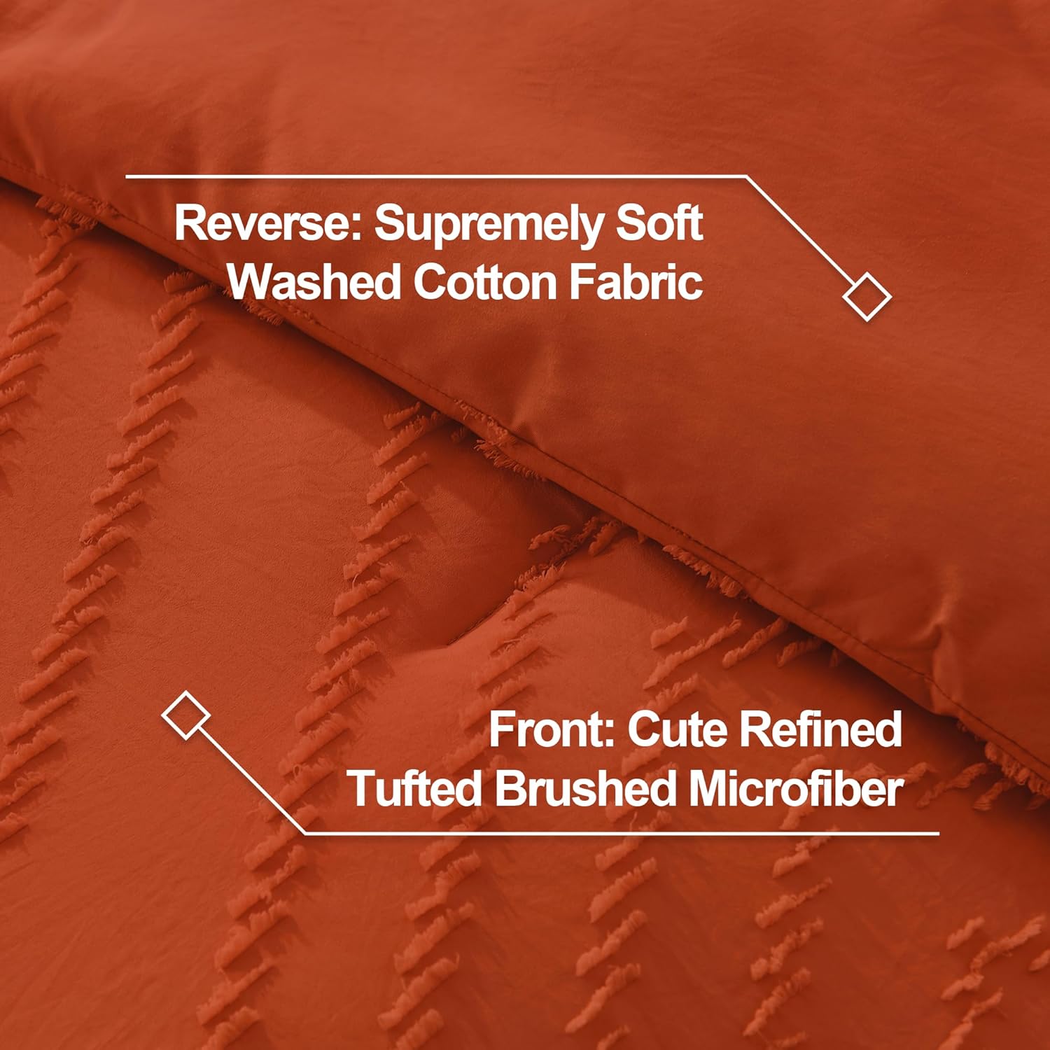 Burnt Orange Cal King Comforter Lightweight Terracotta Rust Boho Fall Tufted Bedding