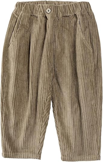 Volunboy Toddler Boys Corduroy Pants Cargo Sweatpants Solid Elastic Waist Casual Long Trousers