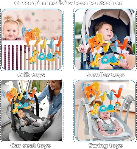 Miniatura 21 de Juguetes para asiento de automóvil, juguete para bebé de 3 a 6 meses, juguete de actividad en espiral para bebés de 0 a 3 meses, juguetes