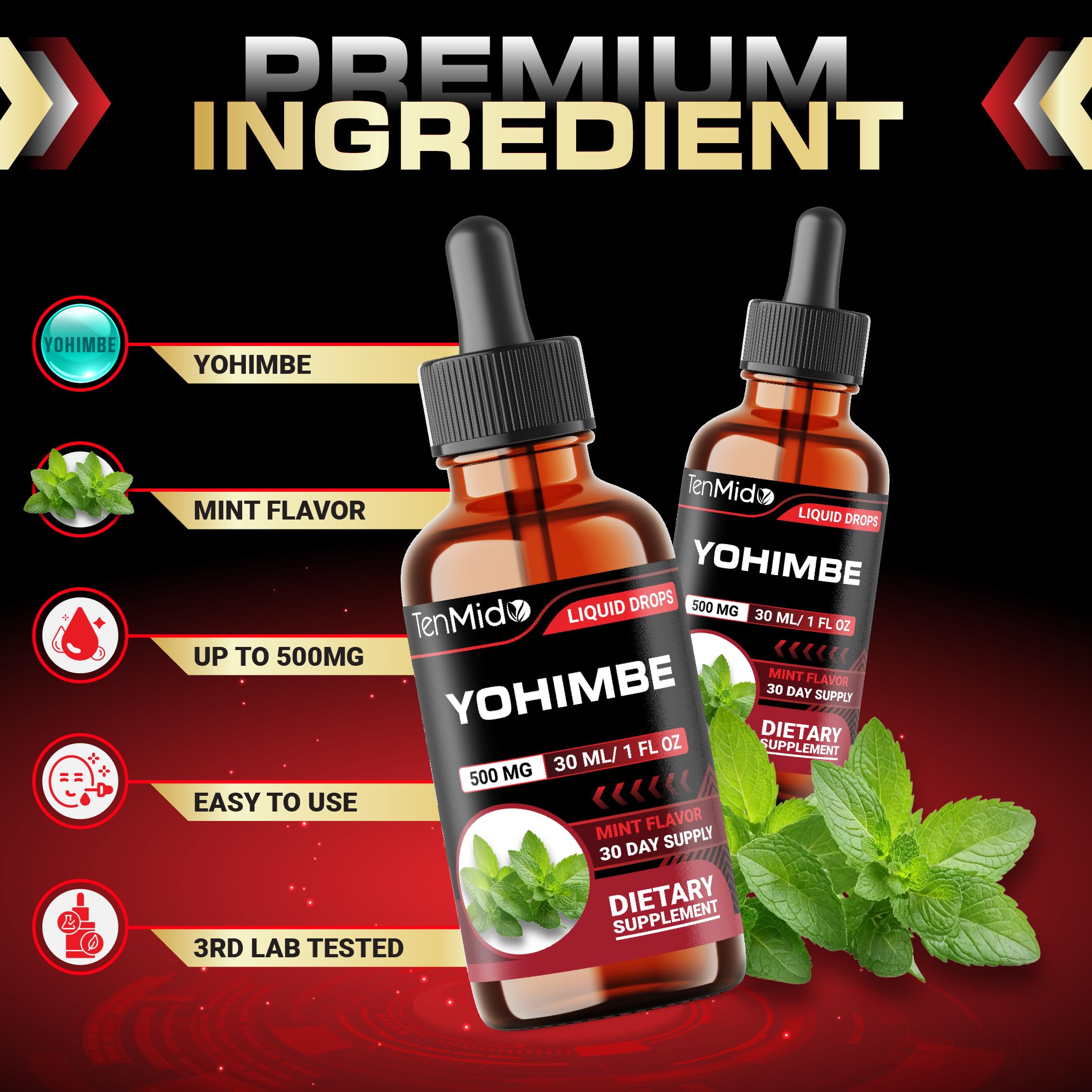Yohimbe Supplements for Men & Women - Yohimbine 10mg Liquid Drops | Alcohol-Free, Vegan, Non-GMO - 30ml 1 Fl OZ — Amazon image 3
