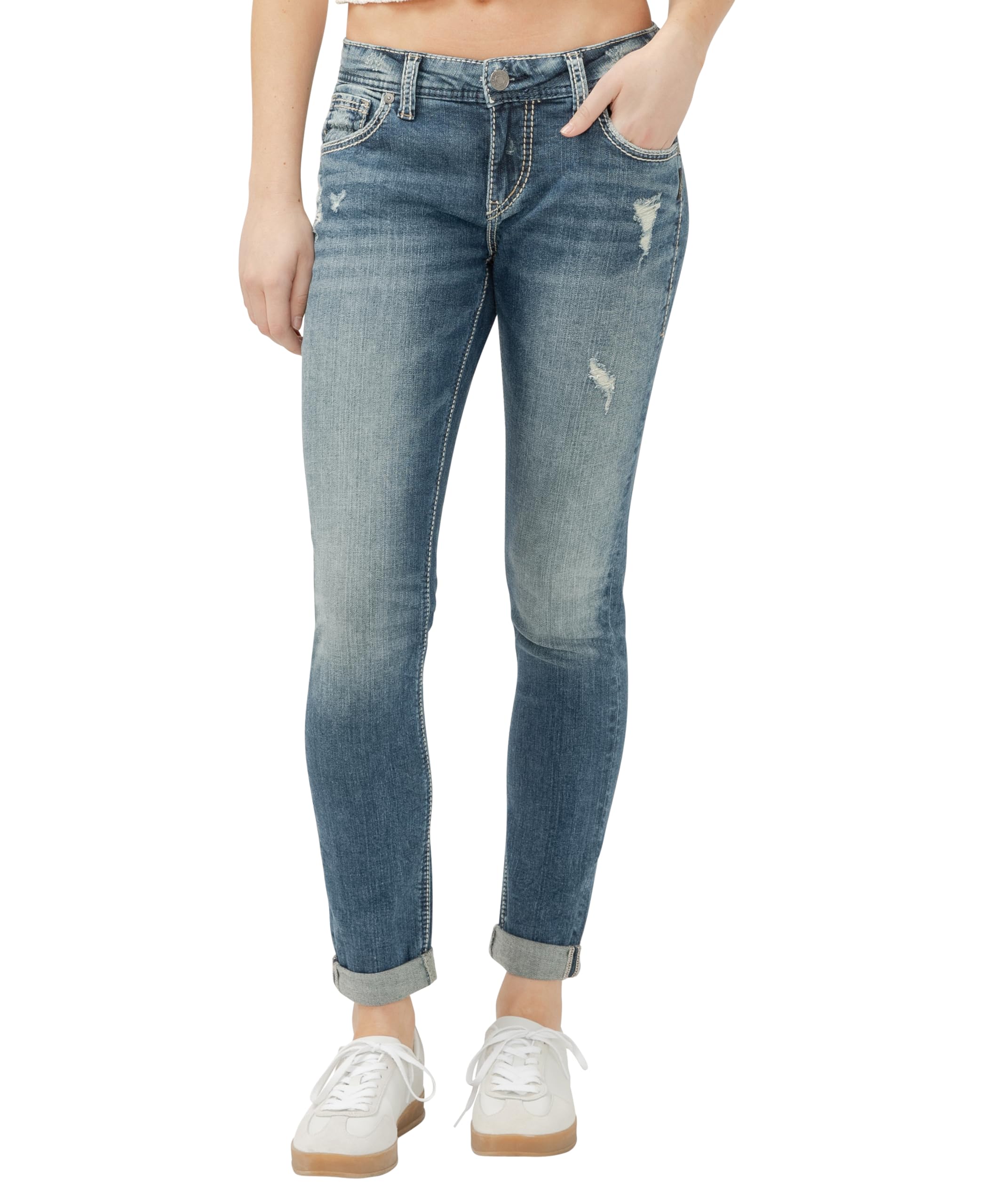 Girlfriend Mid Rise Skinny Jeans