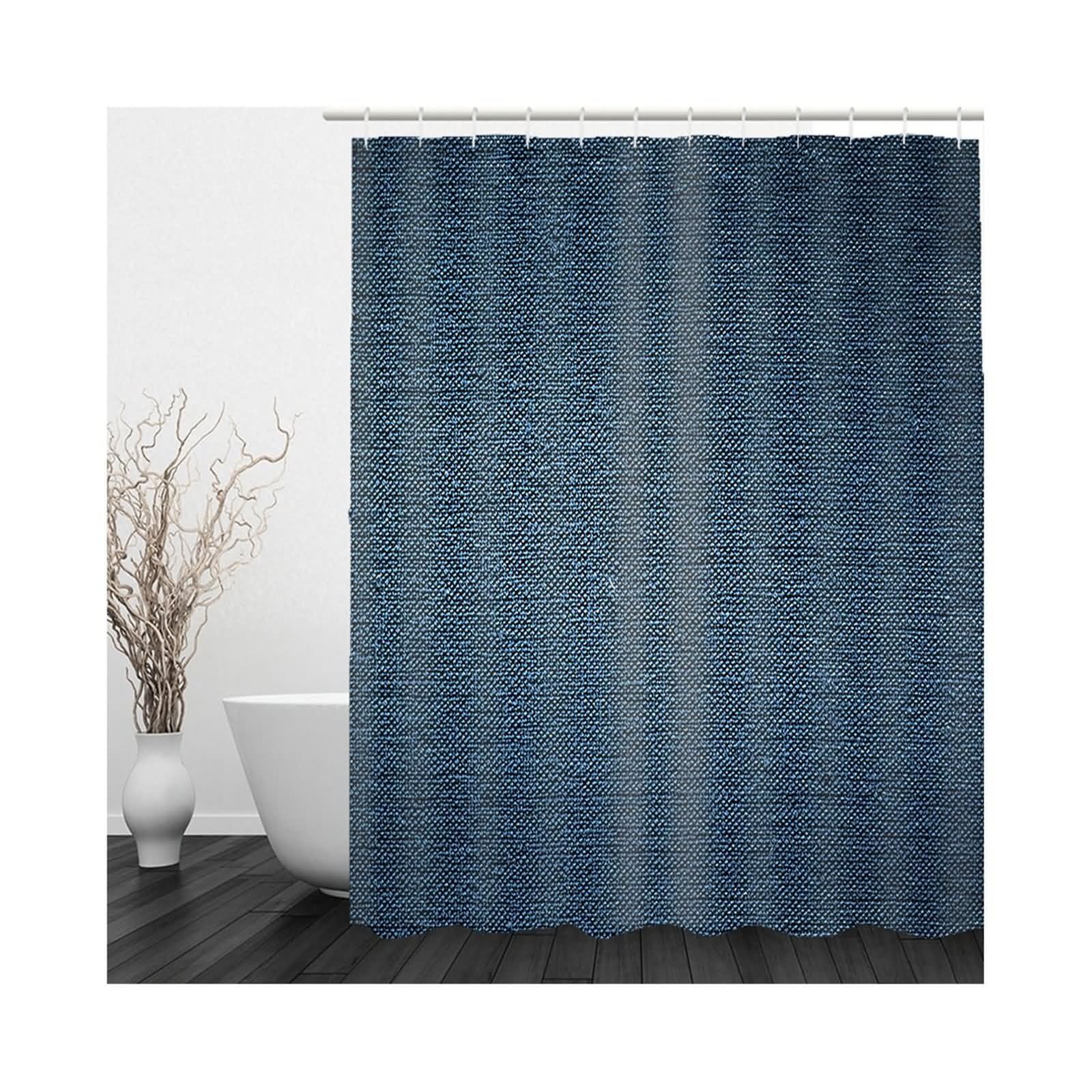 Cortinas de ducha navideñas para baño, cortinas de ducha azul marino cuadradas de poliéster, 180 x 200 cm, decoración moderna para habitación húmeda