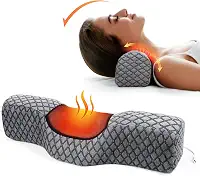 Travesseiros de pescoço para alívio da dor para dormir, almofada cervical de espuma viscoelástica aquecida para cama com aquecimento de grafeno USB para alívio da dor no pescoço (cinza)