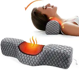 Travesseiros de pescoço para alívio da dor para dormir, almofada cervical de espuma viscoelástica aquecida para cama com aquecimento de grafeno USB para alívio da dor no pescoço (cinza)