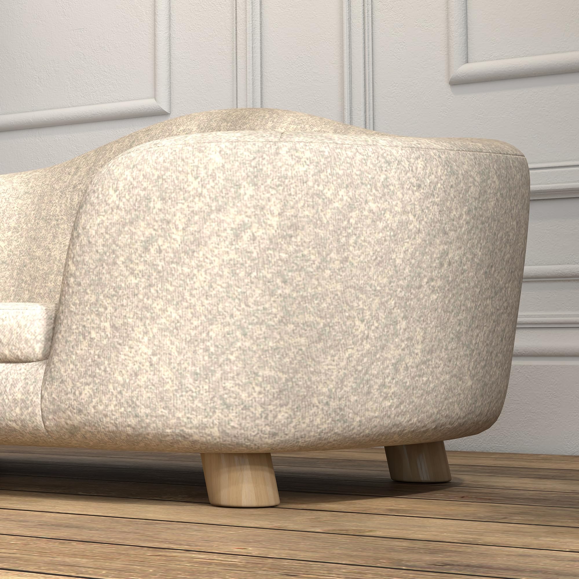 PawHut Canapé-lit pour animaux de compagnie - Avec coussin et poche arrière - En peluche et mousse de pin - Blanc crème - 70 x 47 x 30 cm