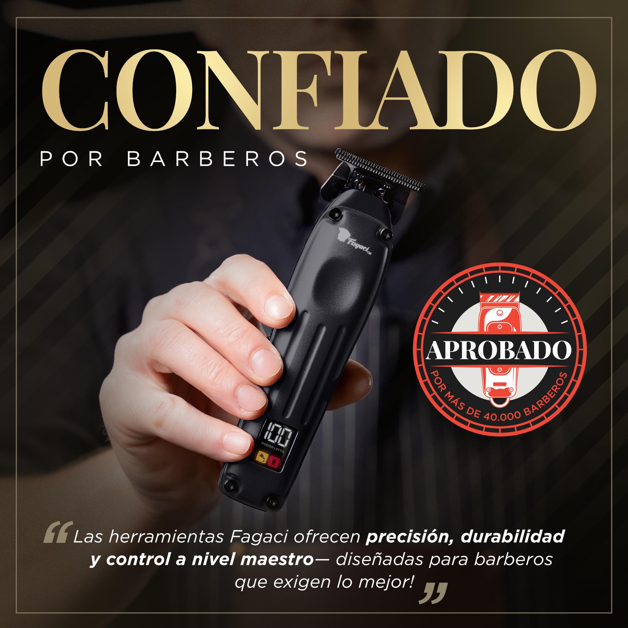 Fagaci Trimmer Profesional Zero Gap, Maquina de Cortar Pelo Hombre 0mm con 5 Veces más Duración del Filo, Cortapelos hombre con Motor sin Escobillas, Cortadora de Pelo Hombre con Cuchilla en T