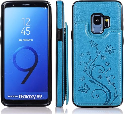 Miniatura 4 de Funda de teléfono para Samsung Galaxy S9 con protector de pantalla de vidrio templado, tarjetero con soporte para tarjetero, soporte con tapa de