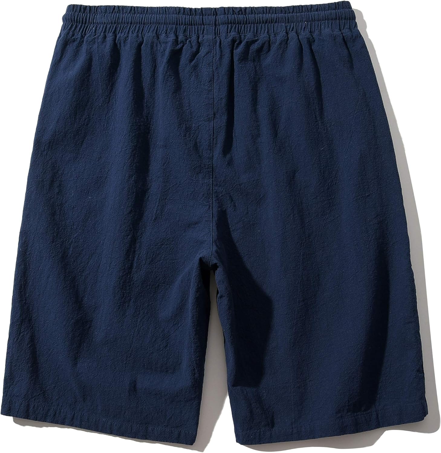 SIR7 Men's Linen Casual Classic Fit 11 Inch Inseam Elastic Waist Shorts with Drawstring - Image 2