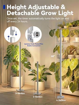 GLOWRIUM Vertical Grow Light for Indoor Plants, 60in LED Standing Lamp